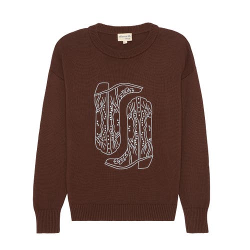 Ellsworth + Ivey Riley Crewneck Sweater Cowboy Boots In Brown