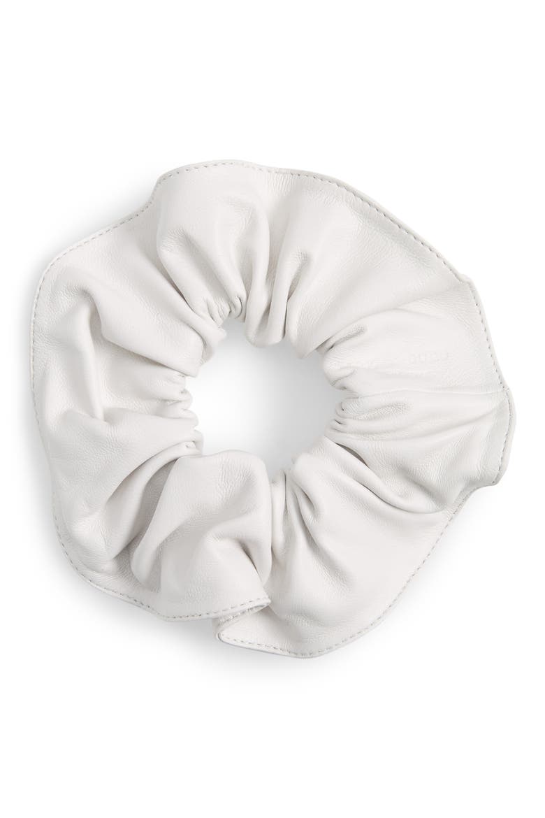 Lambskin Leather Scrunchie, Main, color, WHITE