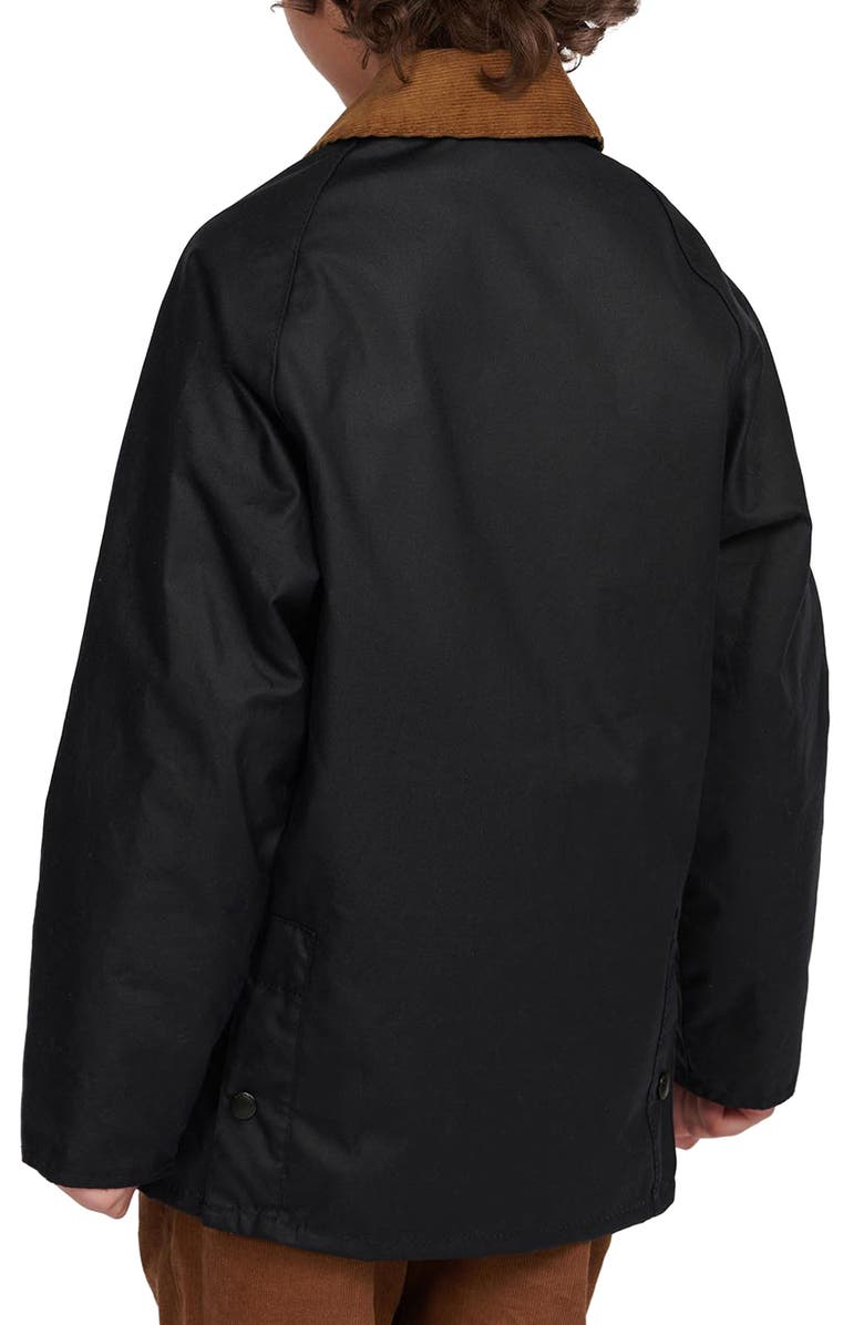 Barbour Kids' Contrast Corduroy Collar Waxed Cotton Jacket, Alternate, color, 