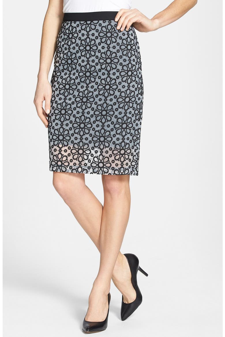 Daisy Organza Skirt, Main, color, BLACK DAISY PATTERN