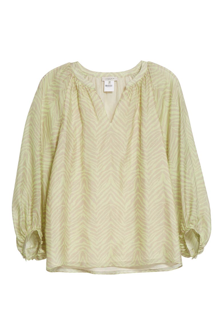 Norwood Zebra Stripe Silk Blouse, Alternate, color, KEY LIME MULTI