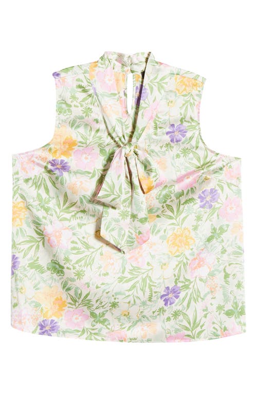 Tahari Asl Floral Bow Neck Sleeveless Top In Multi