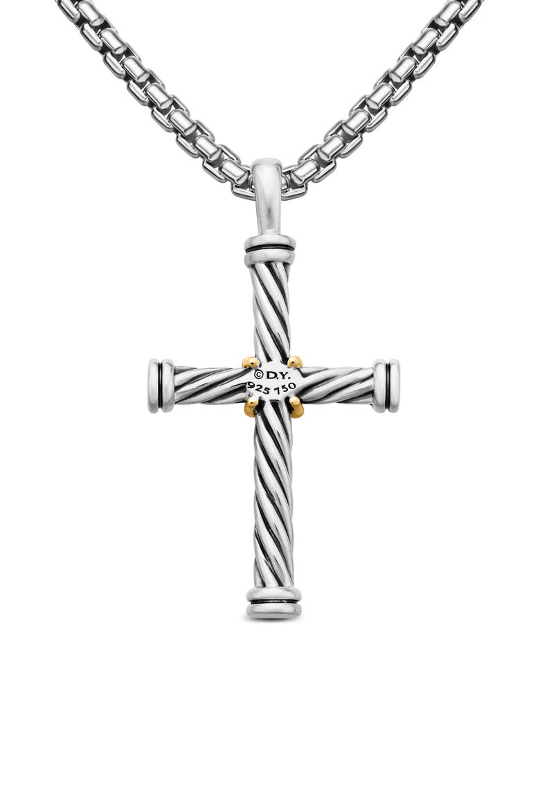 Cable Cross Enhancer with 18K Gold, Alternate, color, SILVER