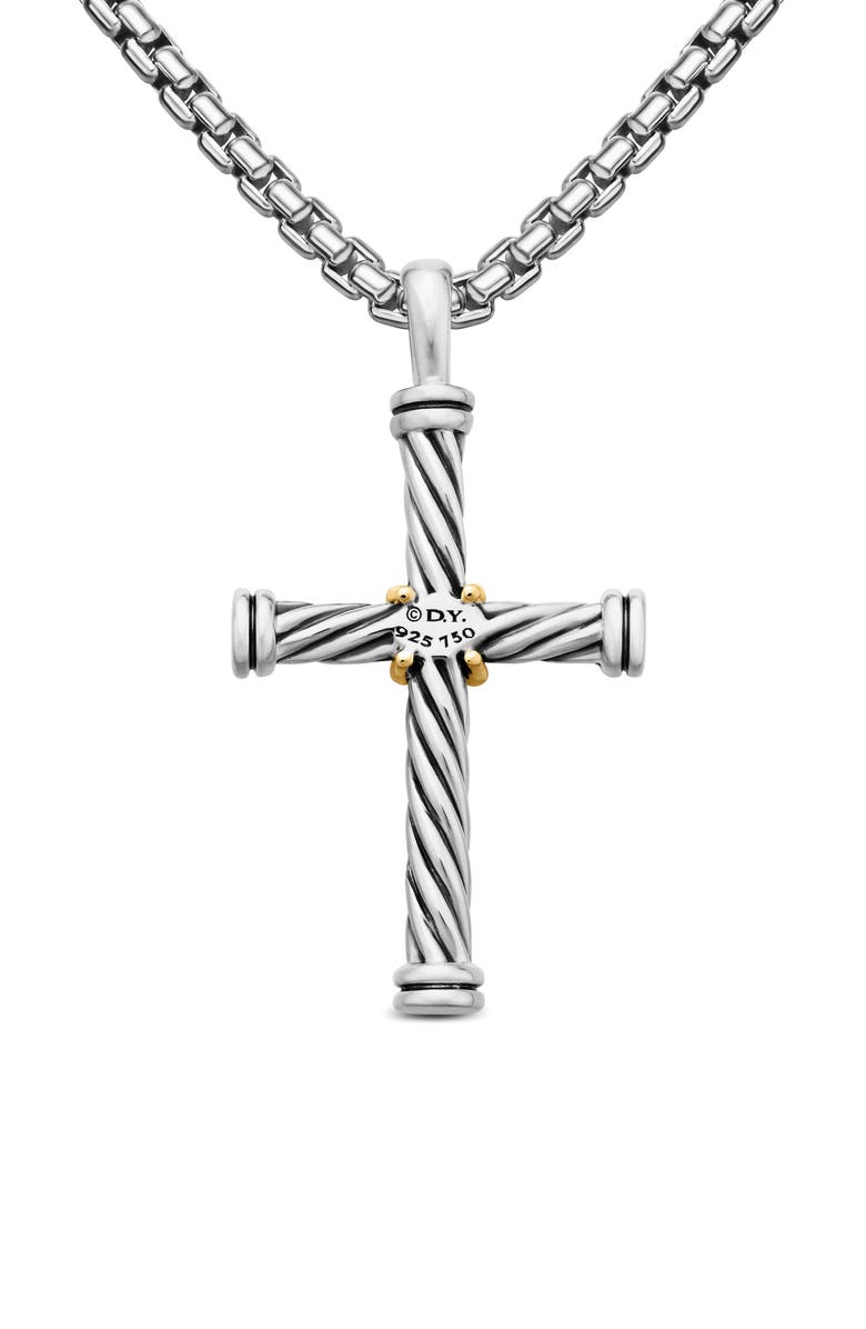 David Yurman Cable Cross Enhancer with 18K Gold, Alternate, color, Silver