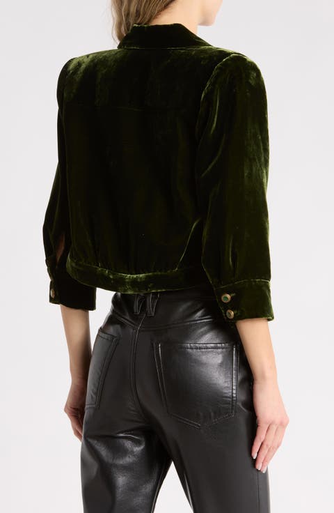 Jia Cropped Velvet Jacket