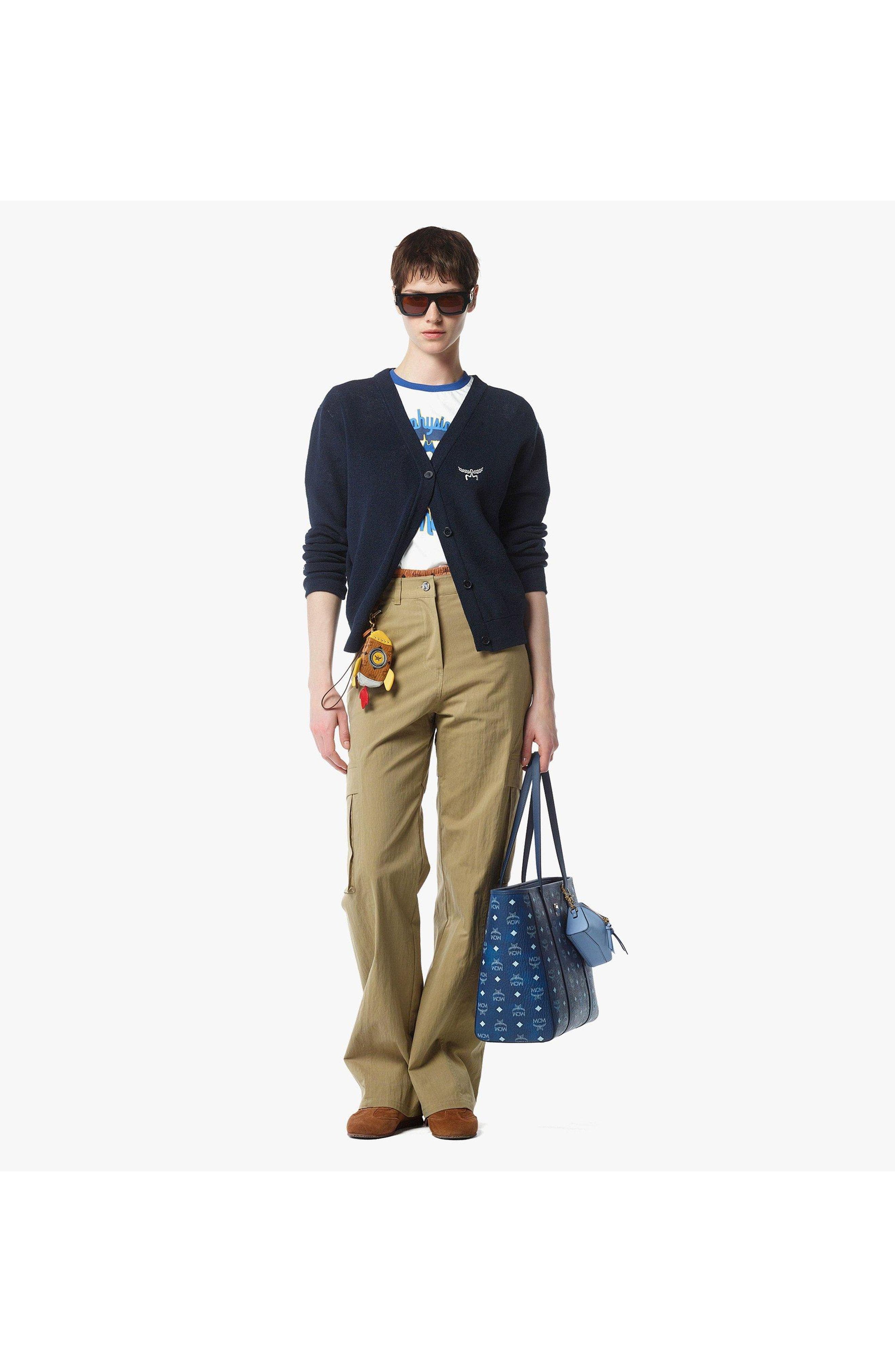 MCM Medium Toni Top-Zip Shopper in Visetos, Alternate, color, Blue