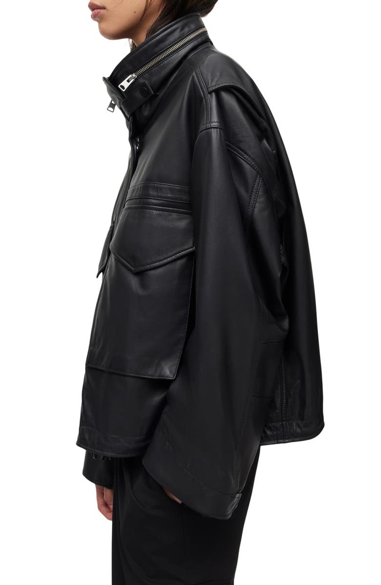 AllSaints Clay Hooded Leather Jacket, Alternate, color, 
