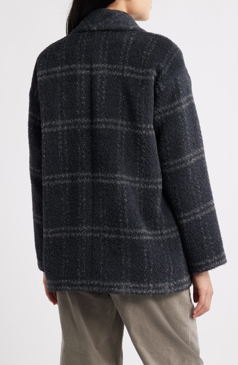 Eileen Fisher Shawl Collar Alpaca & Wool Blend Coat, Alternate, color, Charcoal