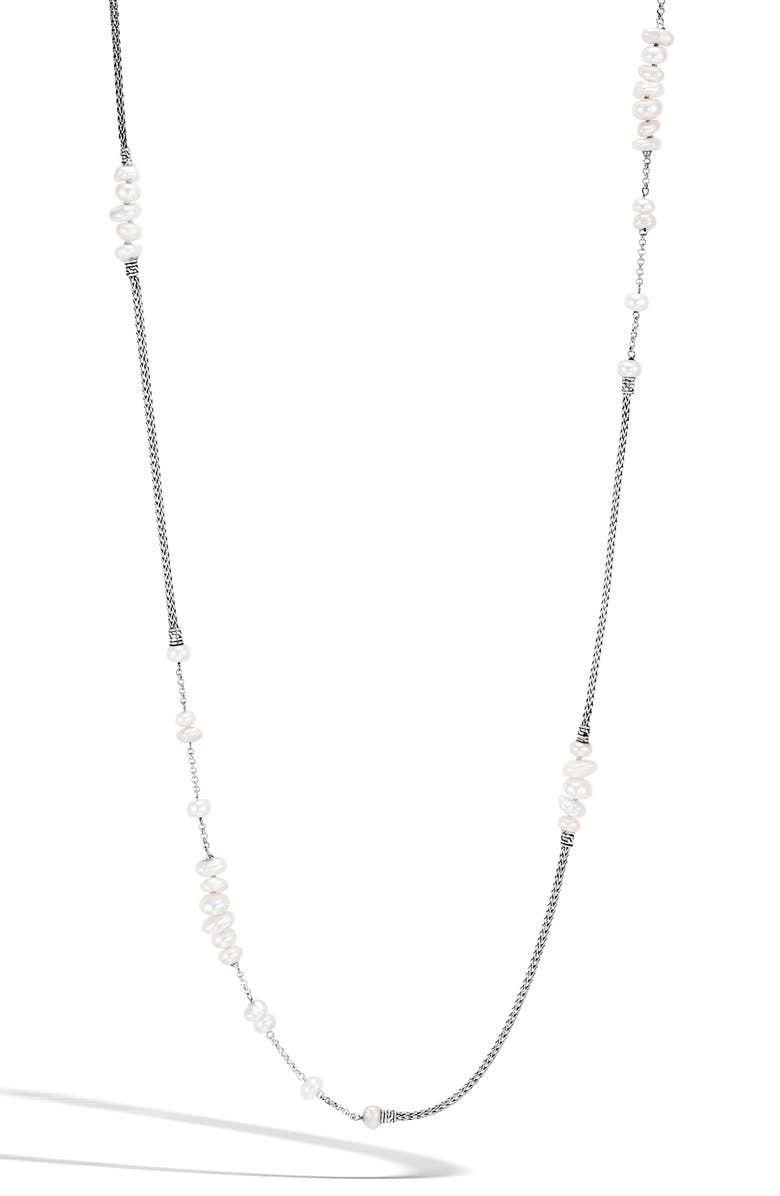 John Hardy Classic Chain Pearl Station Necklace, Main, color, 