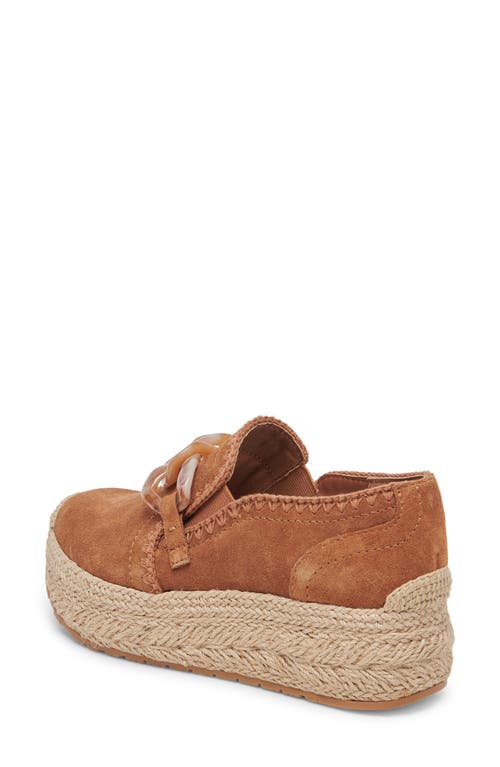 Dolce Vita Jhenee Espadrille Platform Sneaker In Pecan Perforated Suede