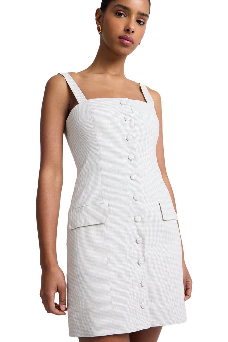 Square Neck Button Down Dress, Alternate, color, Grey/White