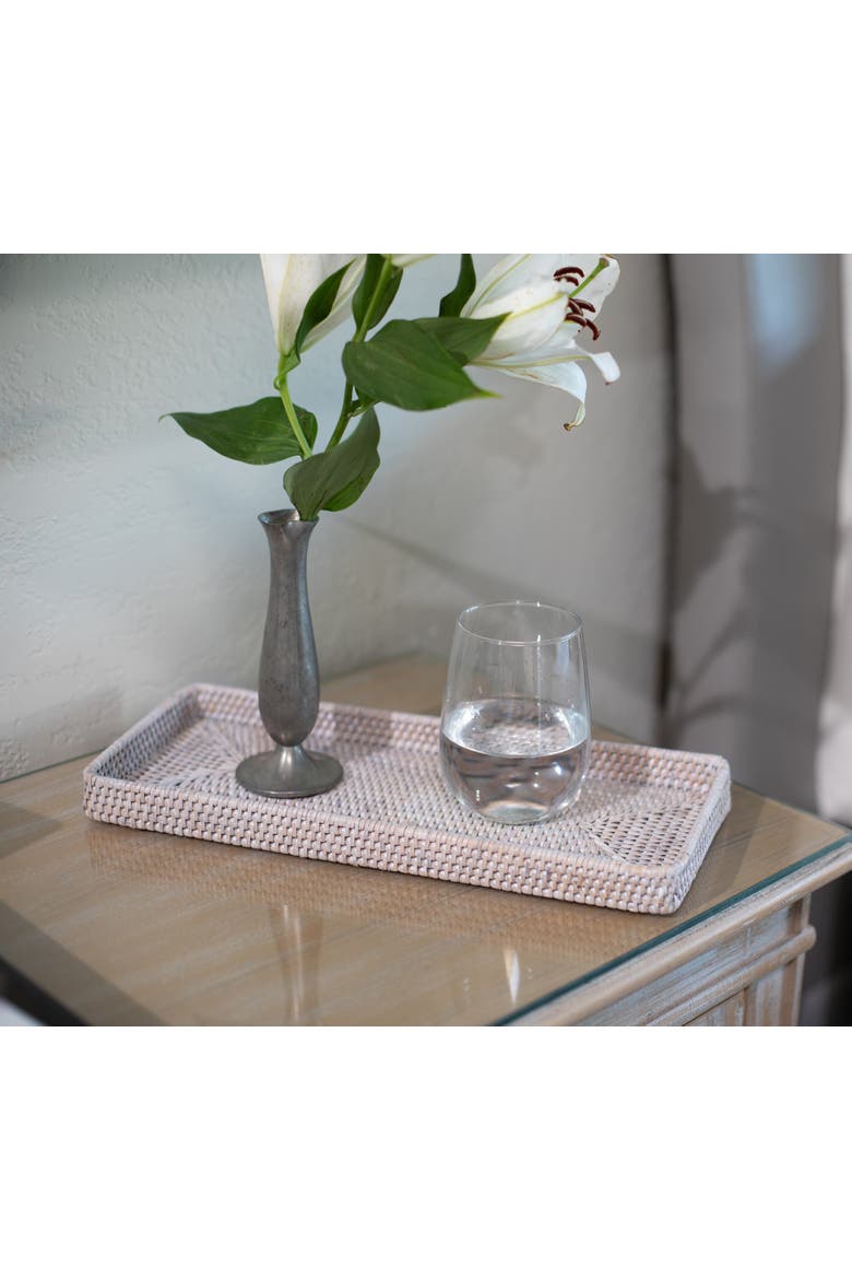 Artifacts Rattan Rectangular Vanity Tray, Alternate, color, White Wash