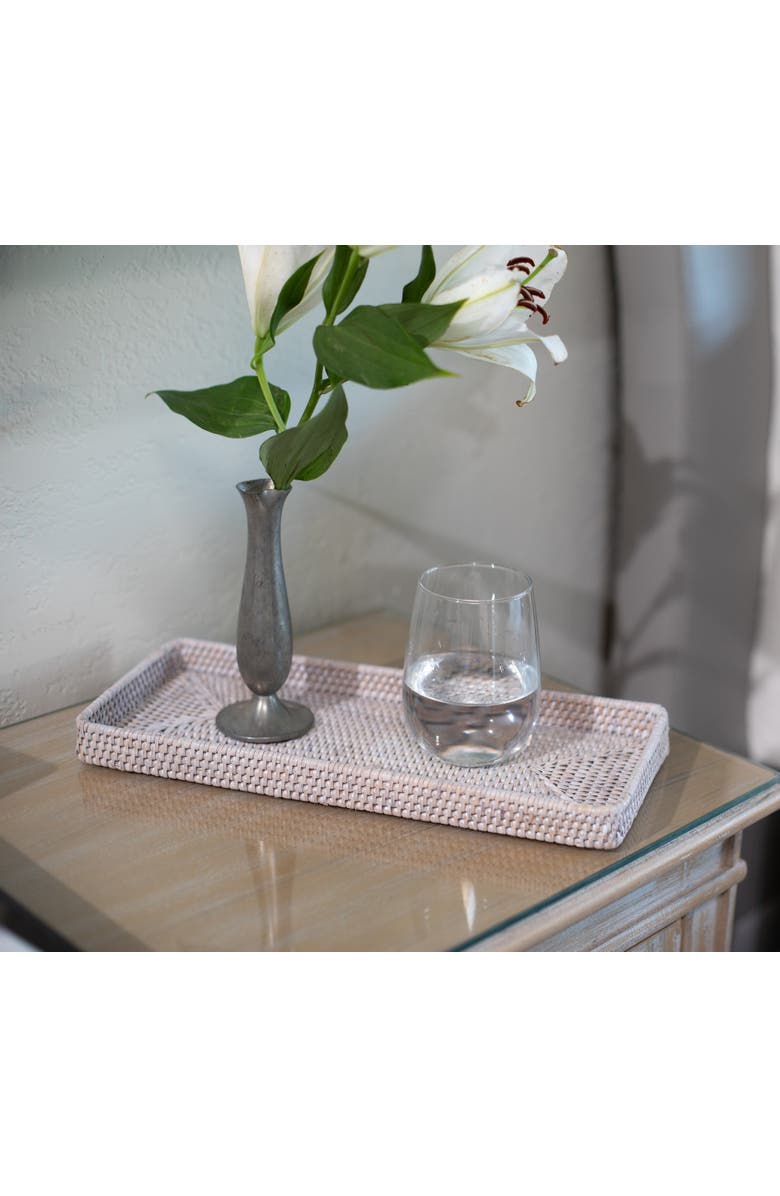 Artifacts Trading Company<sup>™</sup> Artifacts Rattan Rectangular Vanity Tray, Alternate, color, White Wash
