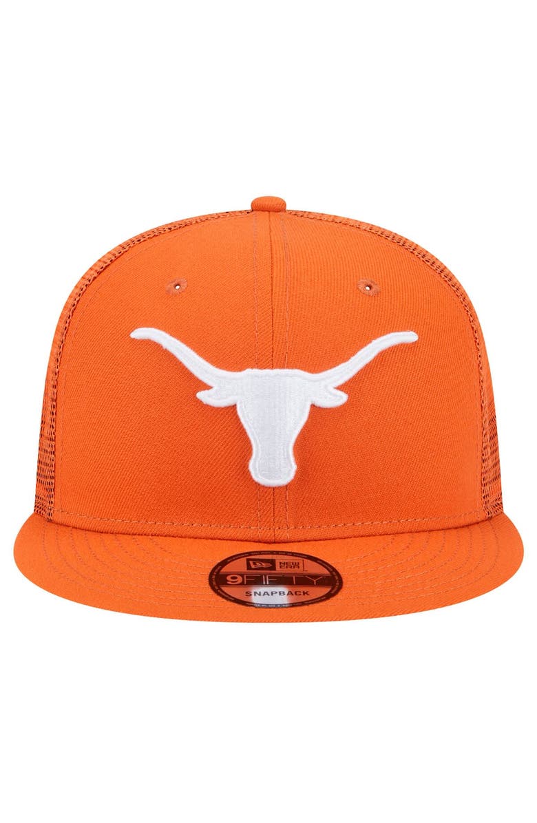 New Era Men's New Era Texas Orange Texas Longhorns 9FIFTY Trucker Snapback Hat, Alternate, color, Burnt Orange