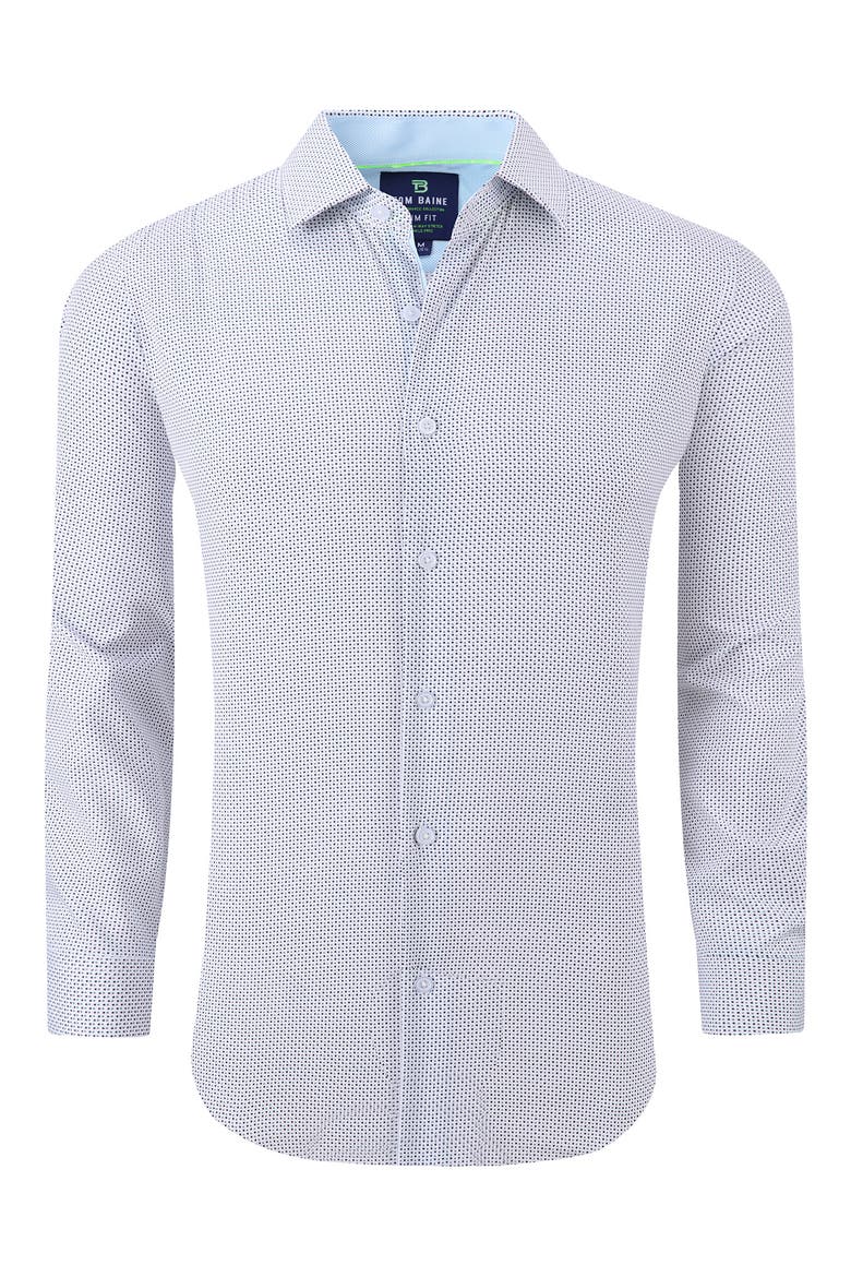 Regular Fit Performance Stretch Long Sleeve Button Front Shirt, Main, color, WHITE