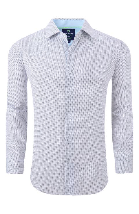 Regular Fit Performance Stretch Long Sleeve Button Front Shirt