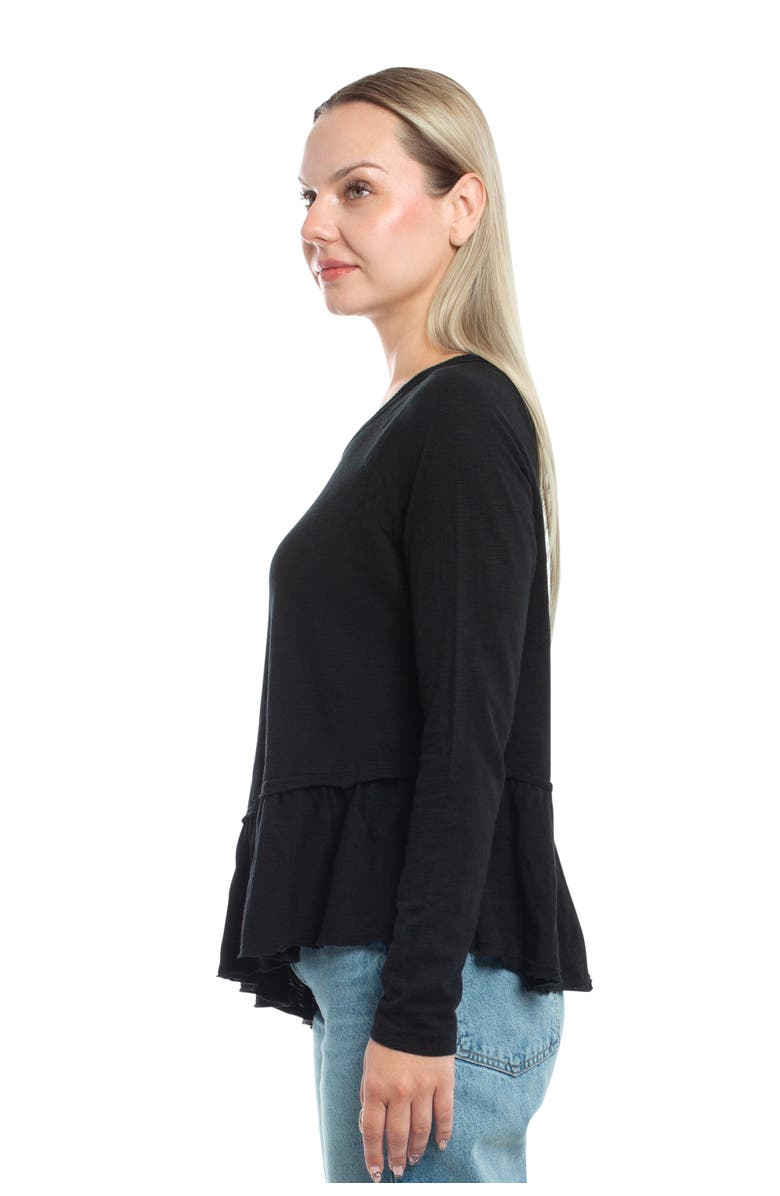 WILT Clothing Raglan Long Sleeve Asymmetric Peplum Hem Tee, Alternate, color, Black