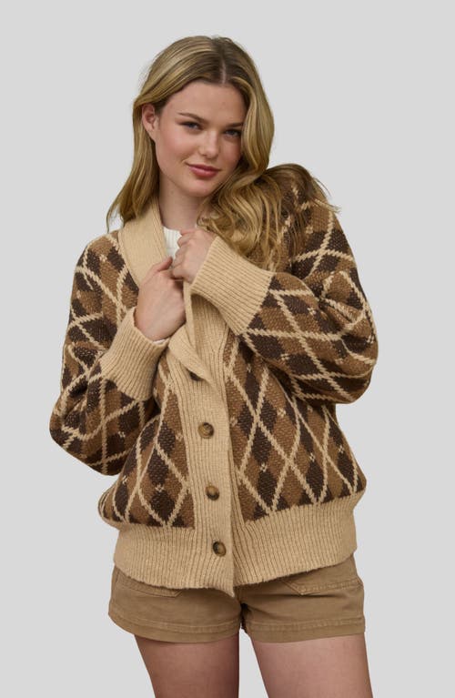 Blu Pepper Argyle Cotton Button Front Cardigan In Multi