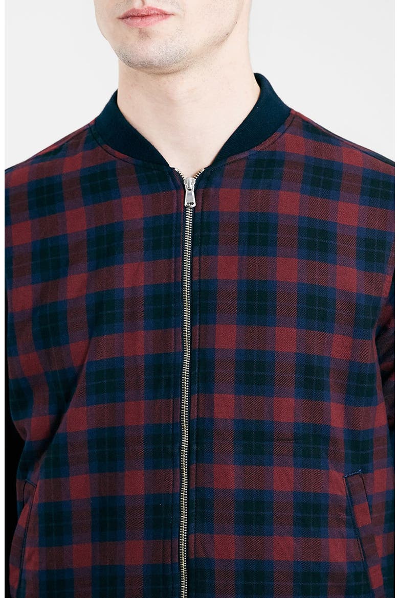 Check Bomber Jacket, Alternate, color, BURGUNDY MULTI