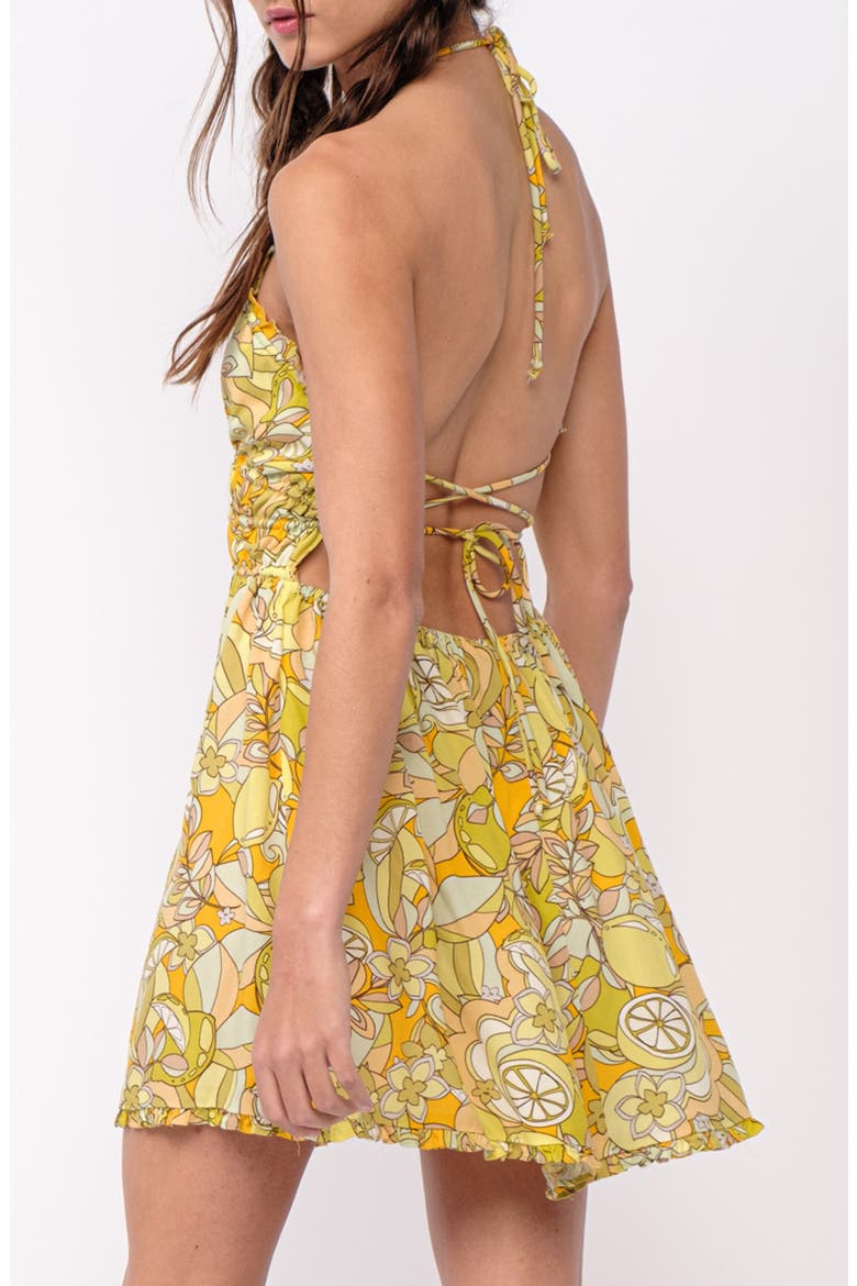 Boho Floral Plunge Halter Minidress, Alternate, color, YELLOW