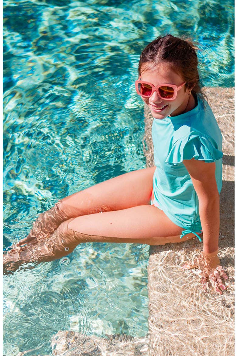 Kids' Mint Flutter Sleeve Rashguard, Alternate, color, MINT