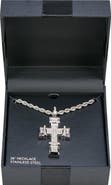 AMERICAN EXCHANGE Men's Stainless Steel Pavé Crystal Cross Pendant Necklace