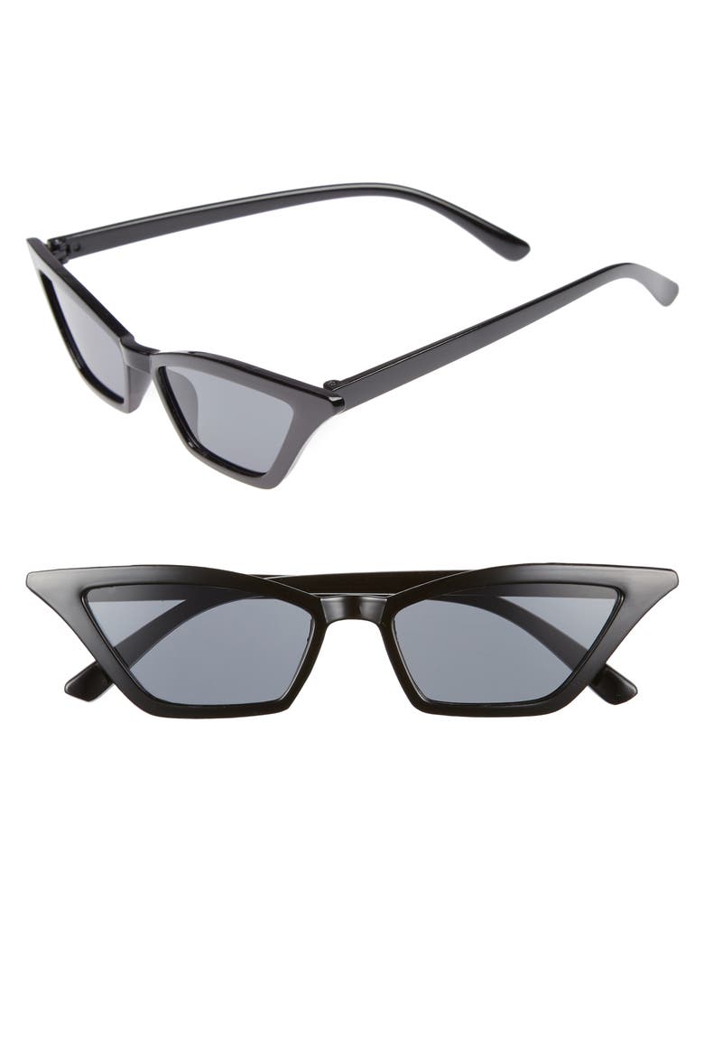 54mm Geometric Sunglasses, Main, color, BLACK