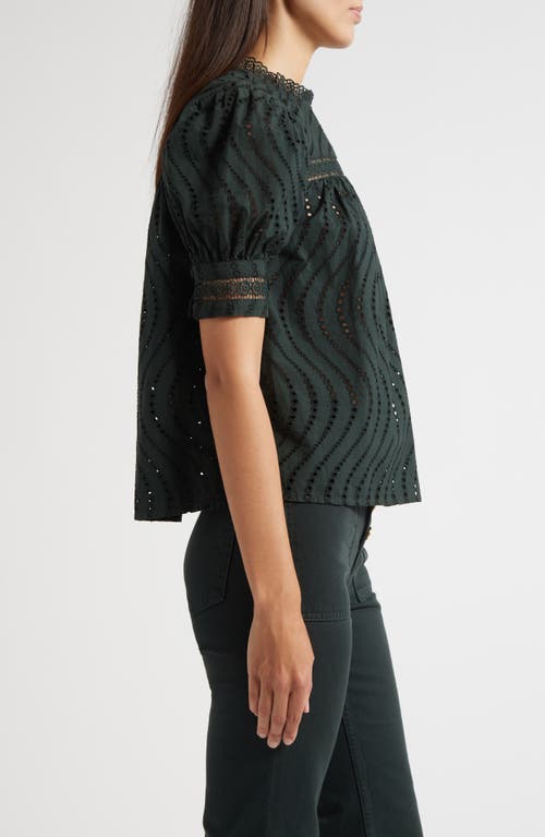 Ulla Johnson Virginia Lace Collar Puff Sleeve Top In Green