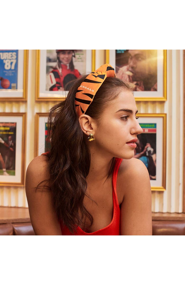 Lele Sadoughi Cincinnati Bengals Embroidered Knotted Headband, Alternate, color, Orange 800