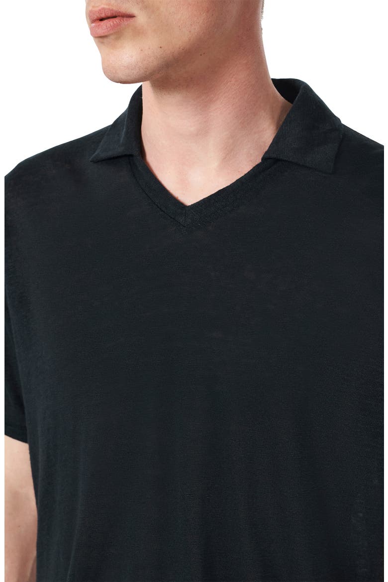 Johnny Collar Linen Polo, Alternate, color, BLACK