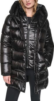DKNY Water Resistant Hooded Puffer Coat with Bib