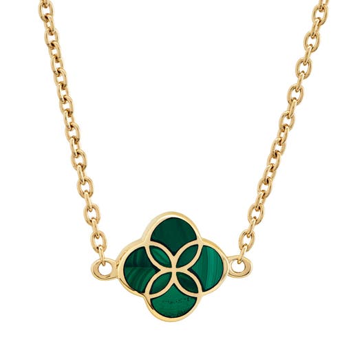 Jan Leslie Sterling With 18k Gold Overlay And Gemstones Single Petal Station Necklace In Green