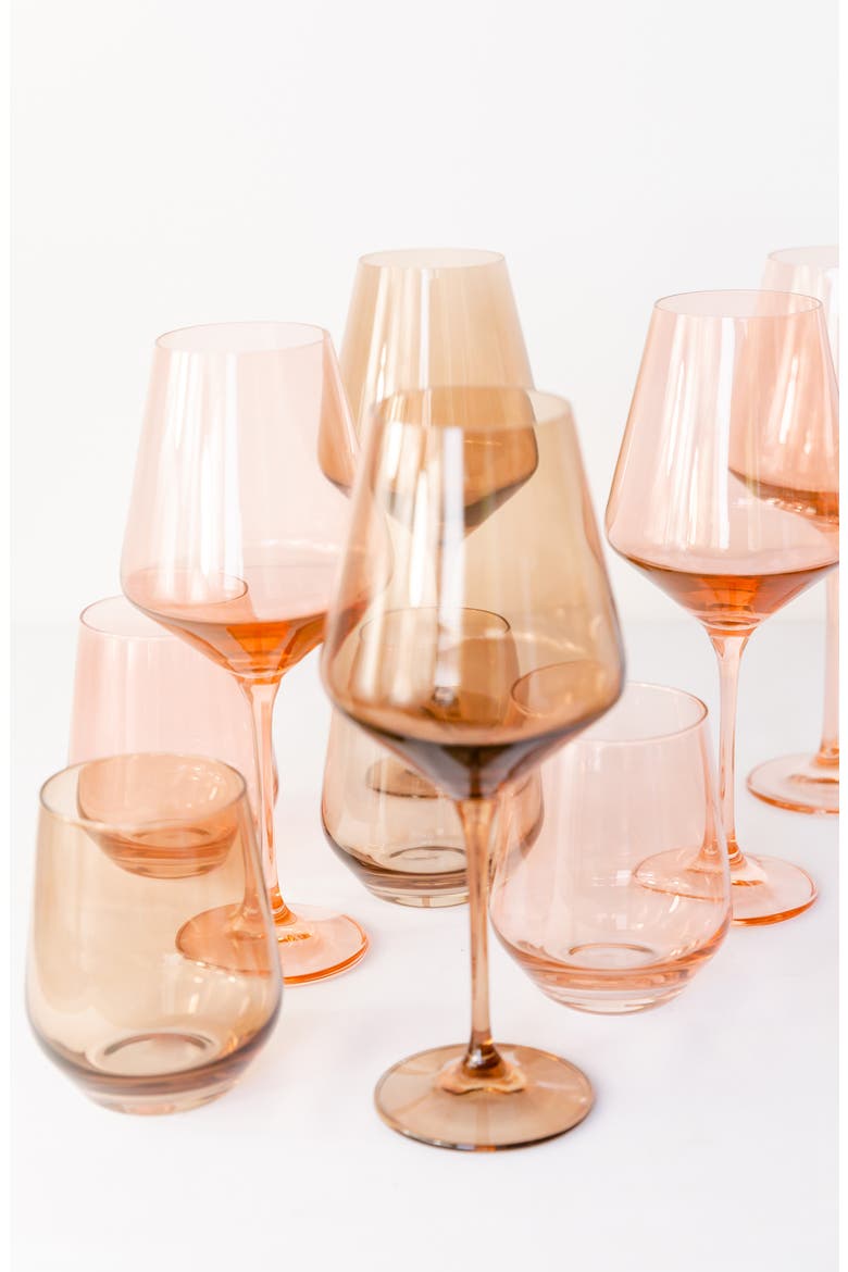 Set of 2 Stem Wineglasses, Alternate, color, AMBER SMOKE