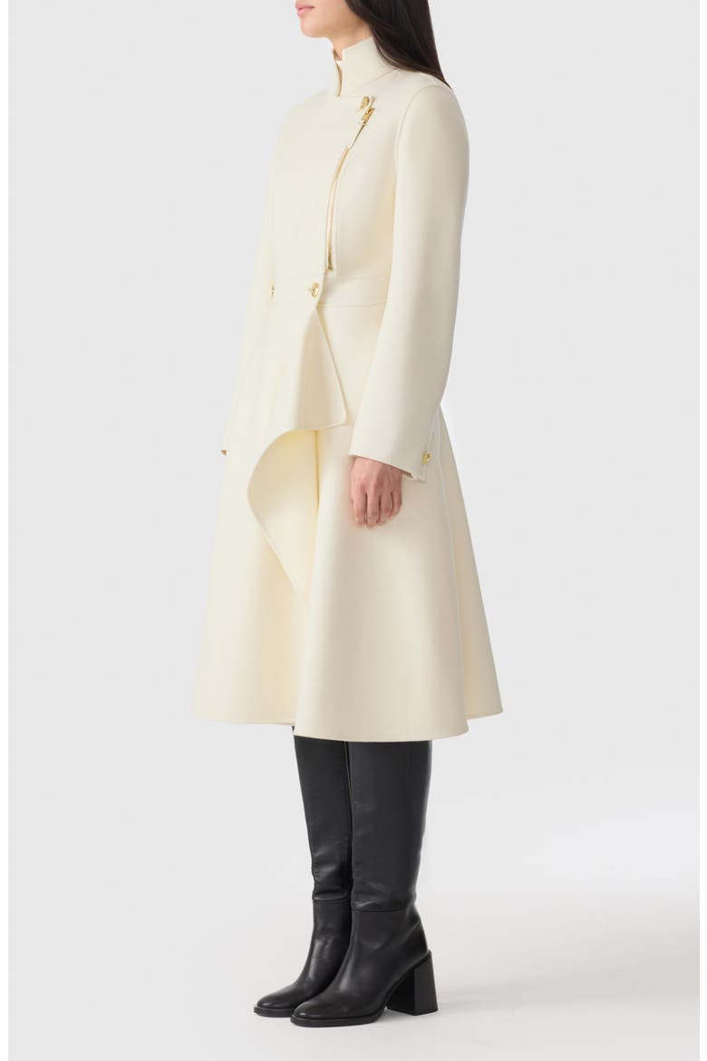 Annia Asymmetric Wool Double Face Coat, Alternate, color, CREAM