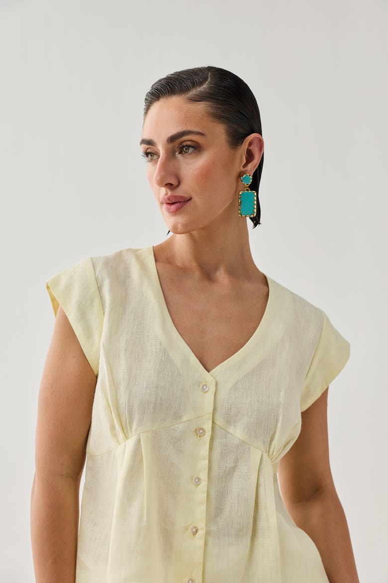 The Deep V Neck Top, Alternate, color, Butter Lemon