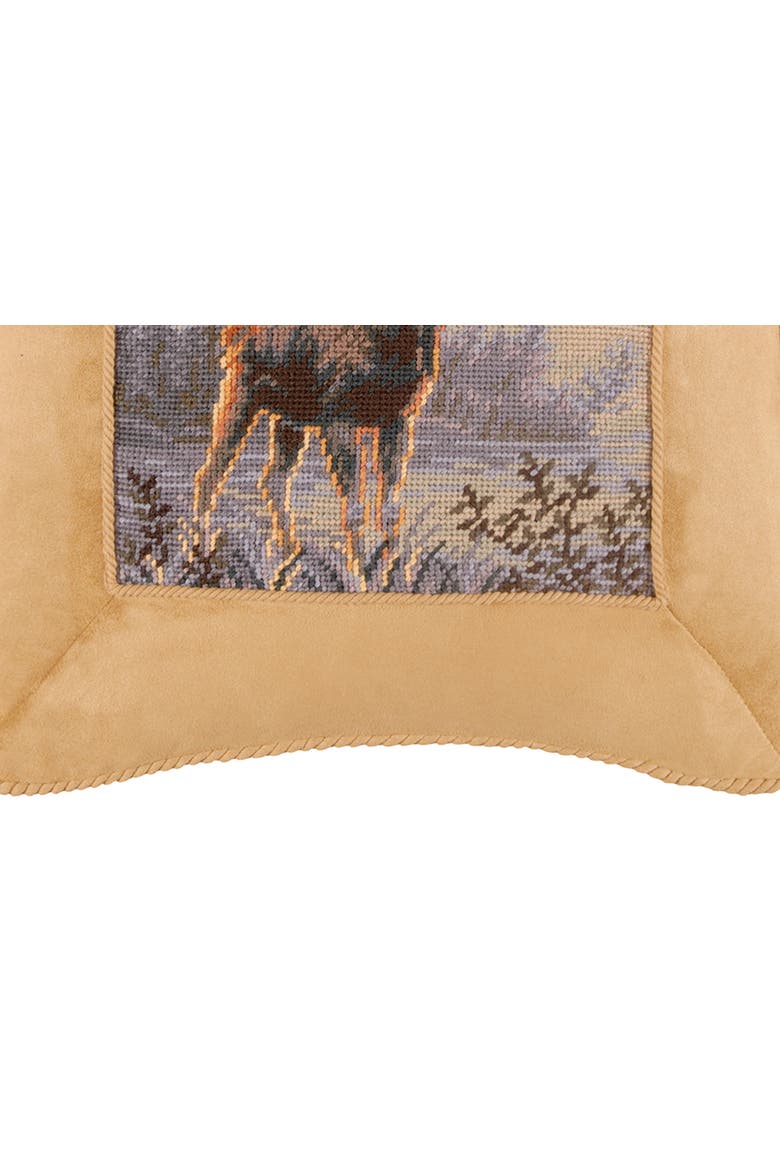 Northwoods Moose Needlepoint Pillow, 16" x 16", Alternate, color, Brown