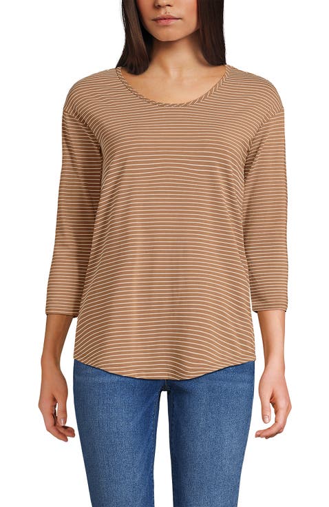 3/4 Sleeve Lightweight Jersey U-Neck Tunic