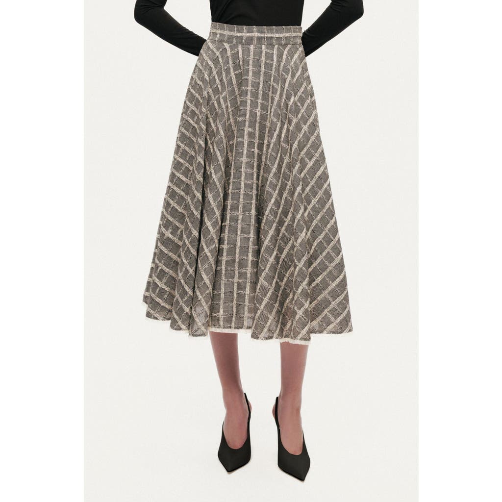 Nocturne Frill Trimmed Ruffle Midi Skirt In Gray