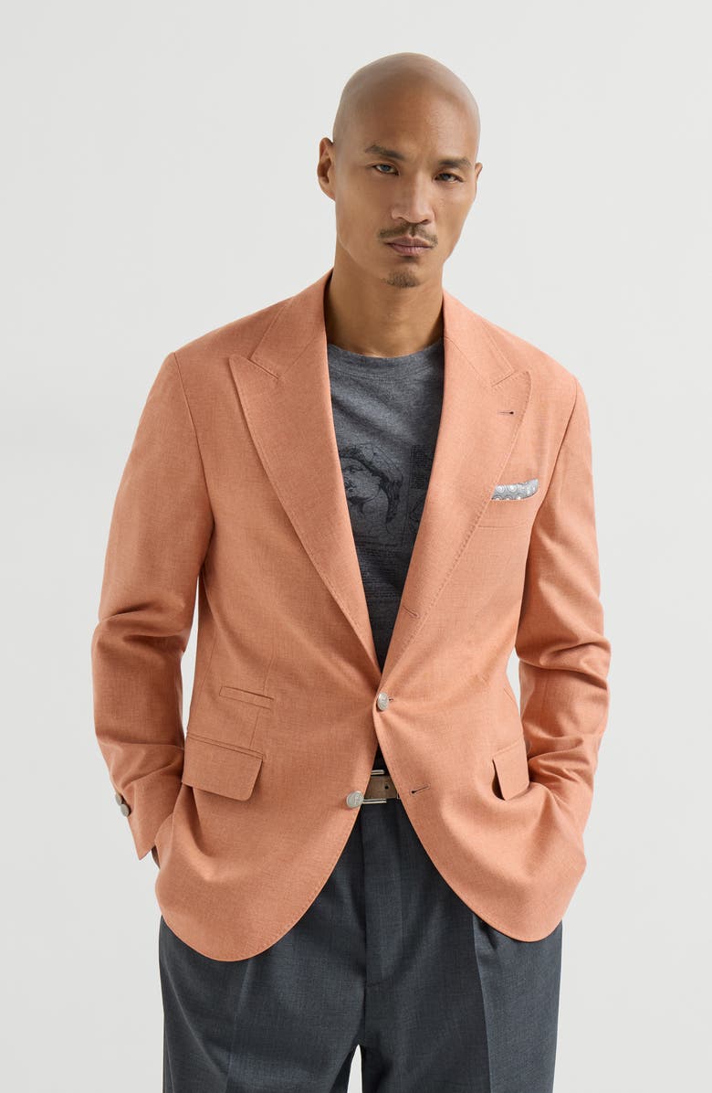 Brunello Cucinelli Blazer with peak lapel, Main, color, Apricot