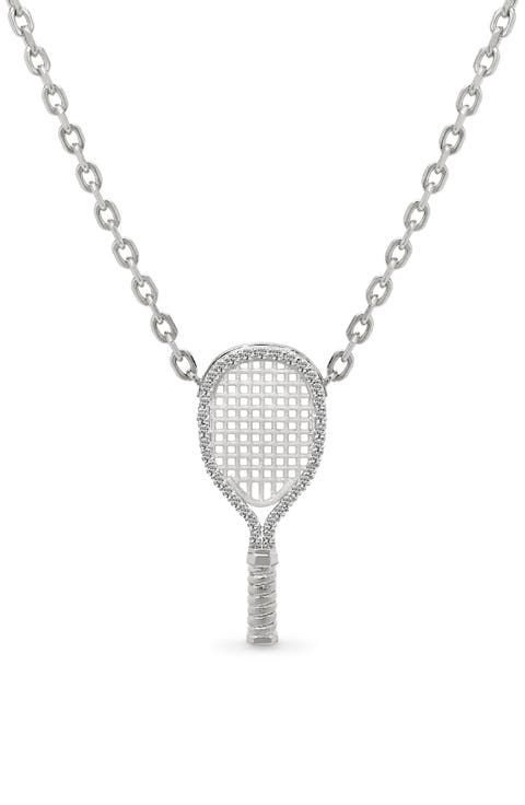 The Tennis Necklace, White Diamond Halo