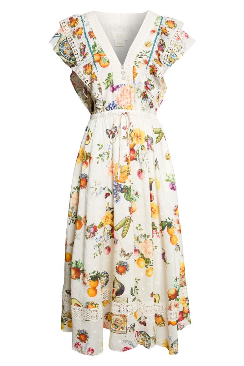 Magic of the Mercado Print Flutter Sleeve Cotton & Silk Dress, Main, color, MAGIC OF THE MERCADO