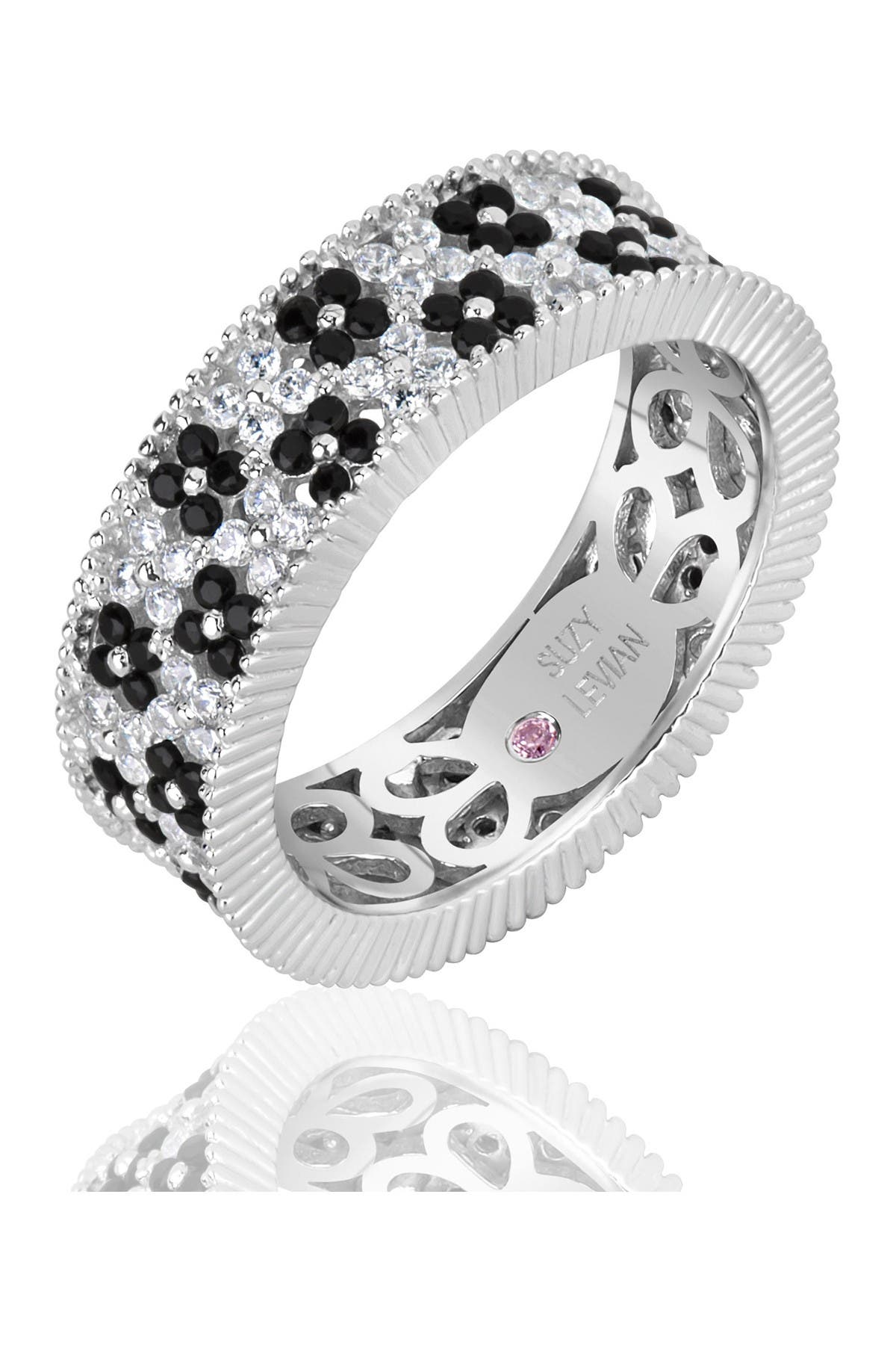 SUZY LEVIAN Sterling Silver Black & White CZ Eternity Band
