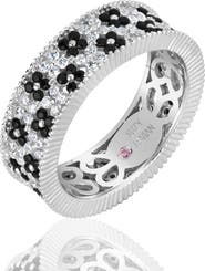 SUZY LEVIAN Sterling Silver Black & White CZ Eternity Band