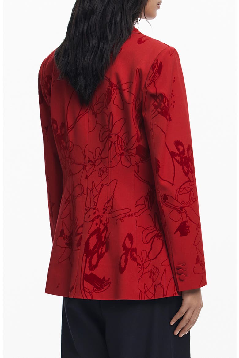 Tonal Floral Blazer, Alternate, color, ORANGE RED