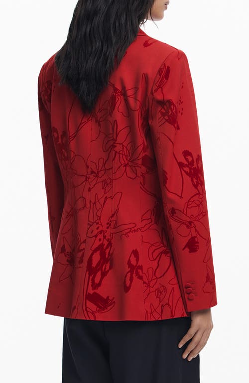 Desigual Tonal Floral Blazer In Red