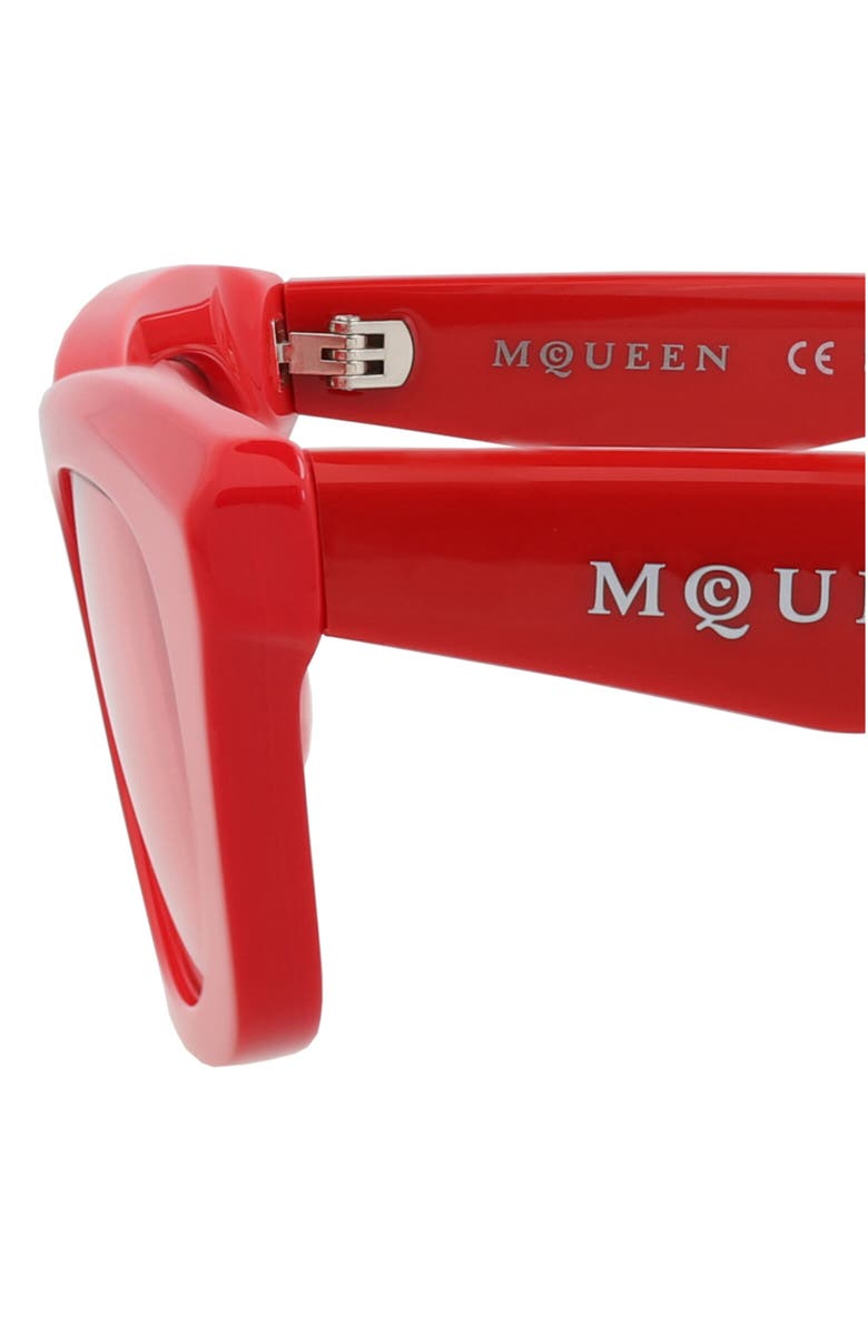 McQueen 52mm Rectangular Sunglasses, Alternate, color, Red Red Pink