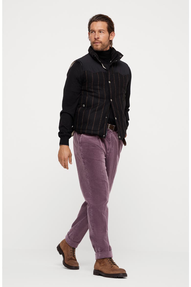 Chalk stripe down vest, Alternate, color, Black