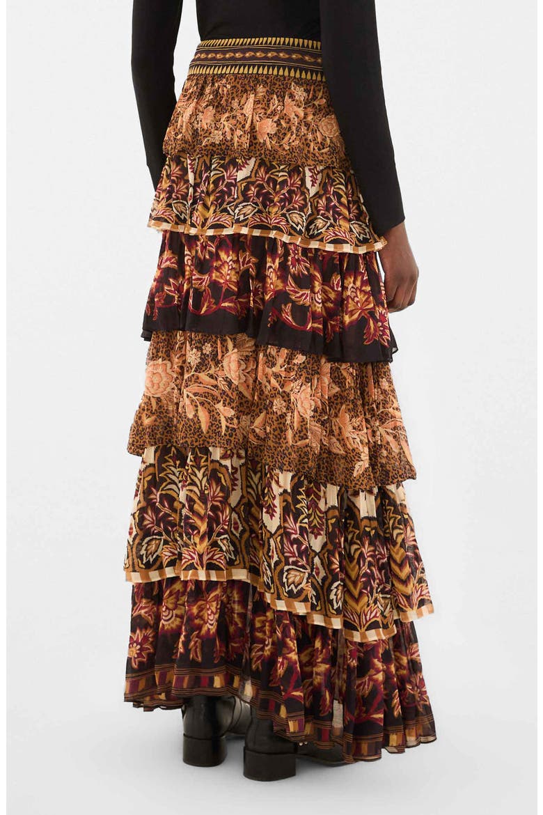 Mixed Scarf Print Tiered Ruffle Maxi Skirt, Alternate, color, MIXED SCARVES