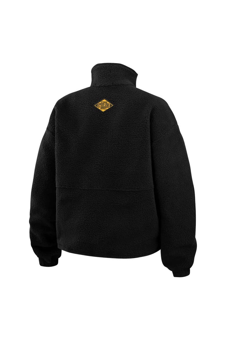 Women's WEAR by Erin Andrews Black Pittsburgh Steelers Polar Fleece Half-Zip Jacket, Alternate, color, Black