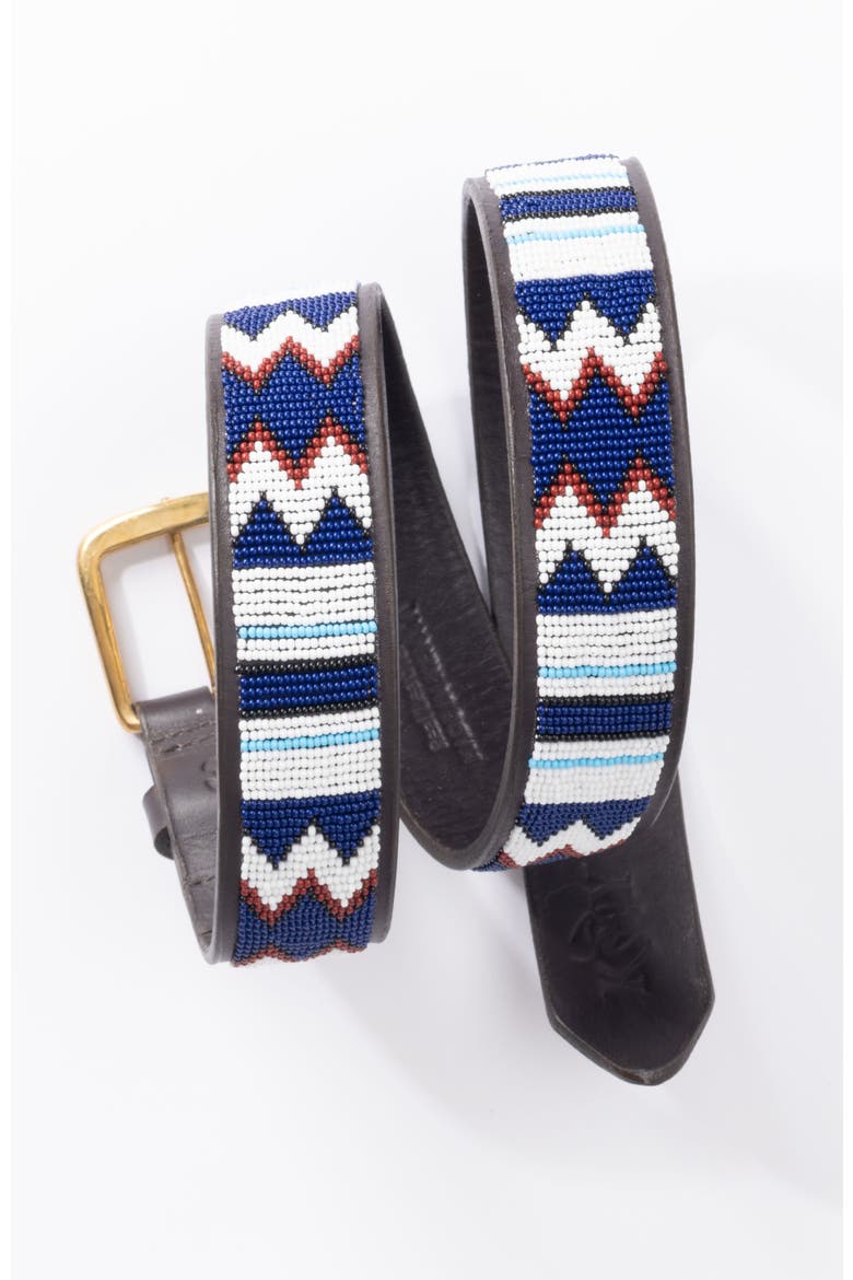 Maasai Beaded Belt, Alternate, color, BLUE/WHITE